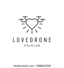 Love Drone Logo design with Line Art On White Backround