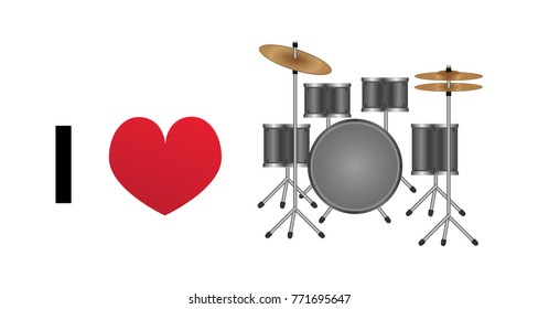 I love drums vector icon