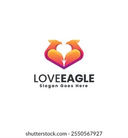 Logotipo colorido del degradado del águila del amor