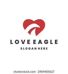 Love eagle style logo icon design template flat vector