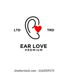 love Ear, love hearing healthcare icon line outline vector sign. Human ear organ linear and full pictogram. Symbol, logo illustration