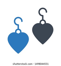love earring glyph colour vector icon