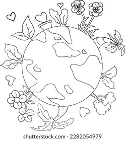 Love Earth Coloring Page For Kids