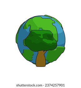 Love Earth Day cartoon illustration icon