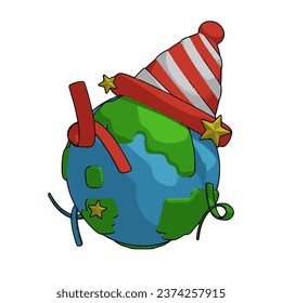 Love Earth Day cartoon illustration icon