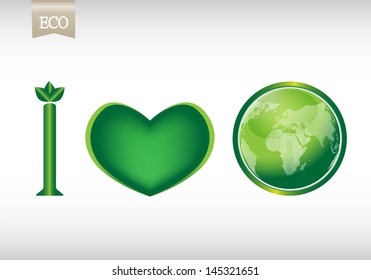 i love earth eco vector