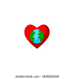 Love earth icon. Ecology icon. Simple, flat, color.