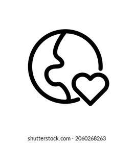 Icono de la Tierra de amor, vector de trazo editable