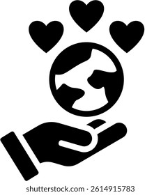 Love Earth Icon Glyph Vector Illustration