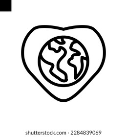 love earth icon line style vector
