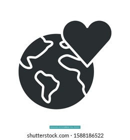 Love earth icon vector illustration logo template for many purpose. Isolated on white background.