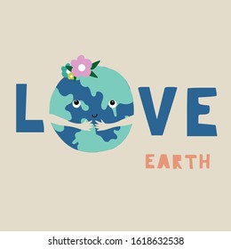 love earth illustration vector design for kids tee