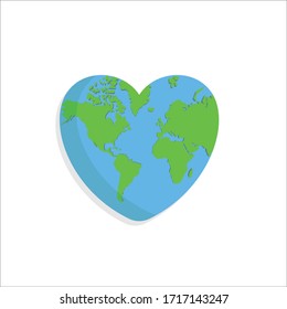 love earth, world vector illustration, good for nature or environment design template. flat color style