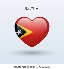 Love East Timor symbol. Heart flag icon. Vector illustration.