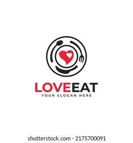 Love Eat Logo Design Vector For Restaurant or Cafe
