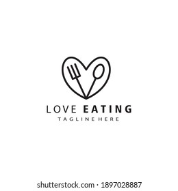 love eat logo line illustration, cutlery design vector template