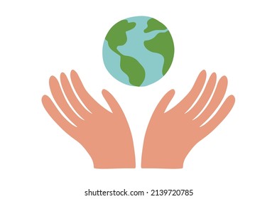 Love, ecology, an icon of the environment. Earth Day. International Mother Earth Day. Environmental problems and environmental protection. Earth in the hands.