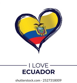 I Love Ecuador Banner with Flag in Heart. Ecuador love Emblem Isolated on White Background. Vector, Illustration, Isolated, Love, Background.