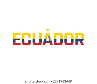 I love Ecuador, Happy Ecuador National Day, Love Ecuador, Flag of Ecuador, National Flag, 10th August, 10 August, Independence Day, Heart Typographic Design Vector Illustration Eps Typography Icon