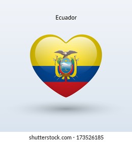 Love Ecuador symbol. Heart flag icon. Vector illustration.