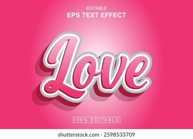 Love Editable 3d Text Effect Premium Vector