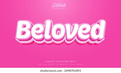 Love editable text effect. Pink text effect mockup template