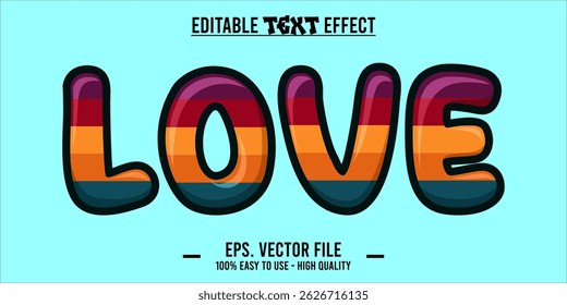 Love Editable Text Effect, Playful and Elegant Love Typography. EPS File