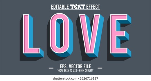 Love Editable Text Effect, Playful and Elegant Love Typography. EPS File