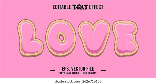 Love Editable Text Effect, Playful and Elegant Love Typography. EPS File