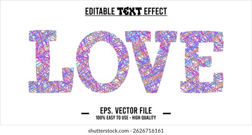 Love Editable Text Effect, Playful and Elegant Love Typography. EPS File