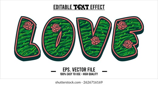 Love Editable Text Effect, Playful and Elegant Love Typography. EPS File