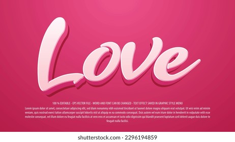 Love editable text effect template with 3d style use for logo and business brand