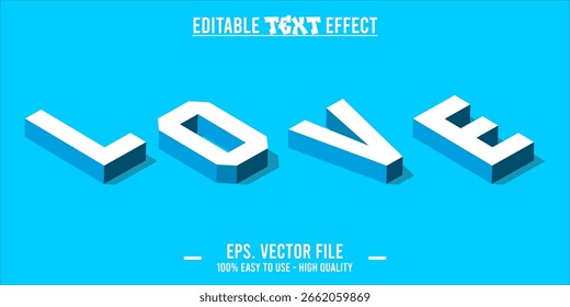 Love - editable text effect, valentine vector font style art illustration.