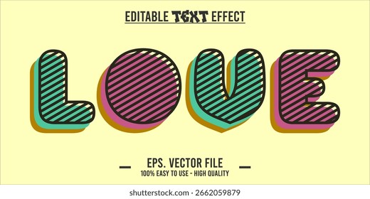 Amor - efecto de texto editable, ilustración de arte de estilo de fuente de Vector de San Valentín.