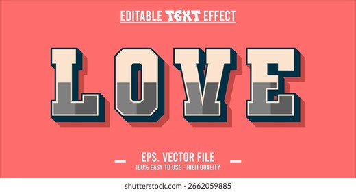 Liebe - editierbarer Texteffekt, valentiner Vektorschriftart-Kunstdarstellung.