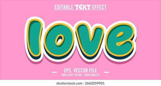 Love - editable text effect, valentine vector font style art illustration.