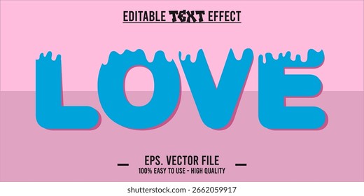 Amor - efecto de texto editable, ilustración de arte de estilo de fuente de Vector de San Valentín.