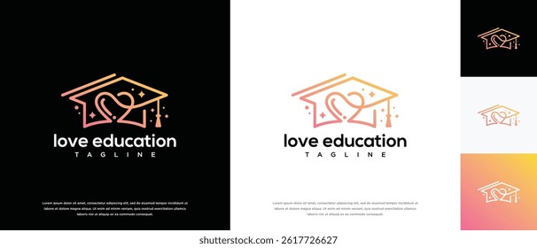 Love education logo design. Love education hat logo template. Education logo symbol icon