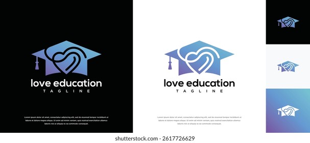 Love education logo design. Love education hat logo template. Education logo symbol icon