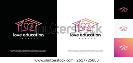Love education logo design. Love education hat logo template. Education logo symbol icon