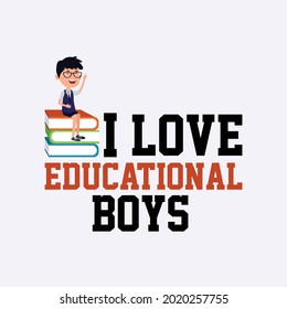 i love educational boys  baby shower card, invitation greeting birthday card, T-shirt graphics for kids vector illustration