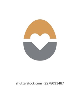 Love egg logo design, egg with heart logo icon vector