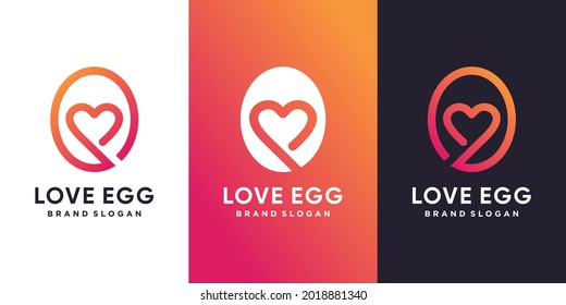 Love egg logo template with modern line art concept Premium Vector