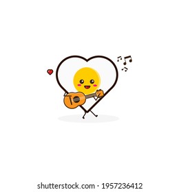 Love egg play guitar cute character illustration