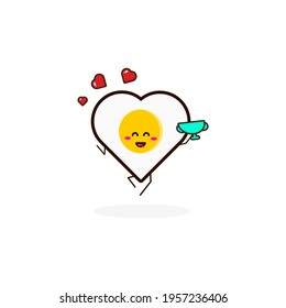 Love egg win cute character illustration