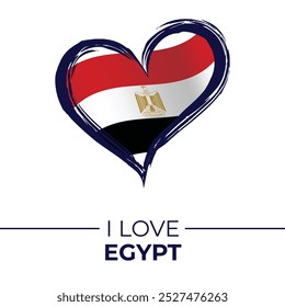 I Love Egypt Banner with Flag in Heart. Egypt love Emblem Isolated on White Background. Vector, Illustration, Isolated, Love, Background.