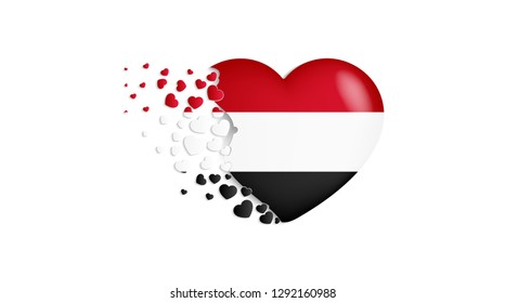 With love to Egypt country. The national flag of Egypt fly out small hearts
