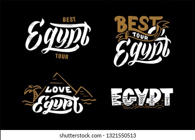 Love Egypt hand drawing logo, lettering, calligraphy. Logos for banner, poster, postcard, website. Vector template eps 10