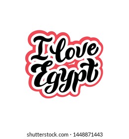 I love Egypt typography logo. Modern lettering text for postcard, banner, website. Print design for souvenir, magnet, t-shirt. Vector eps 10.