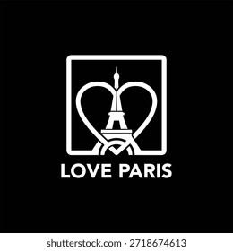 amor Torre Eiffel logotipo design elemento vetor modelo